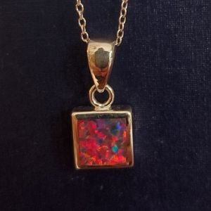 Sterling silver fire opal necklace